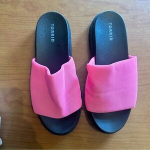 Neon Pink Chunky Torrid Slide Sandals
